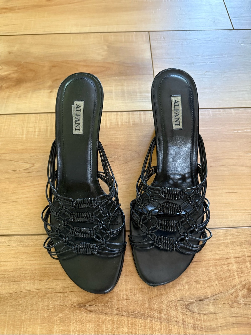Alfani Black Braided-Strap Slide Mules